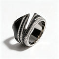 Black and White Pave Bypass Statement Ring