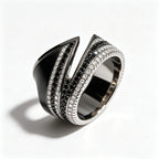 Black and White Pave Bypass Statement Ring