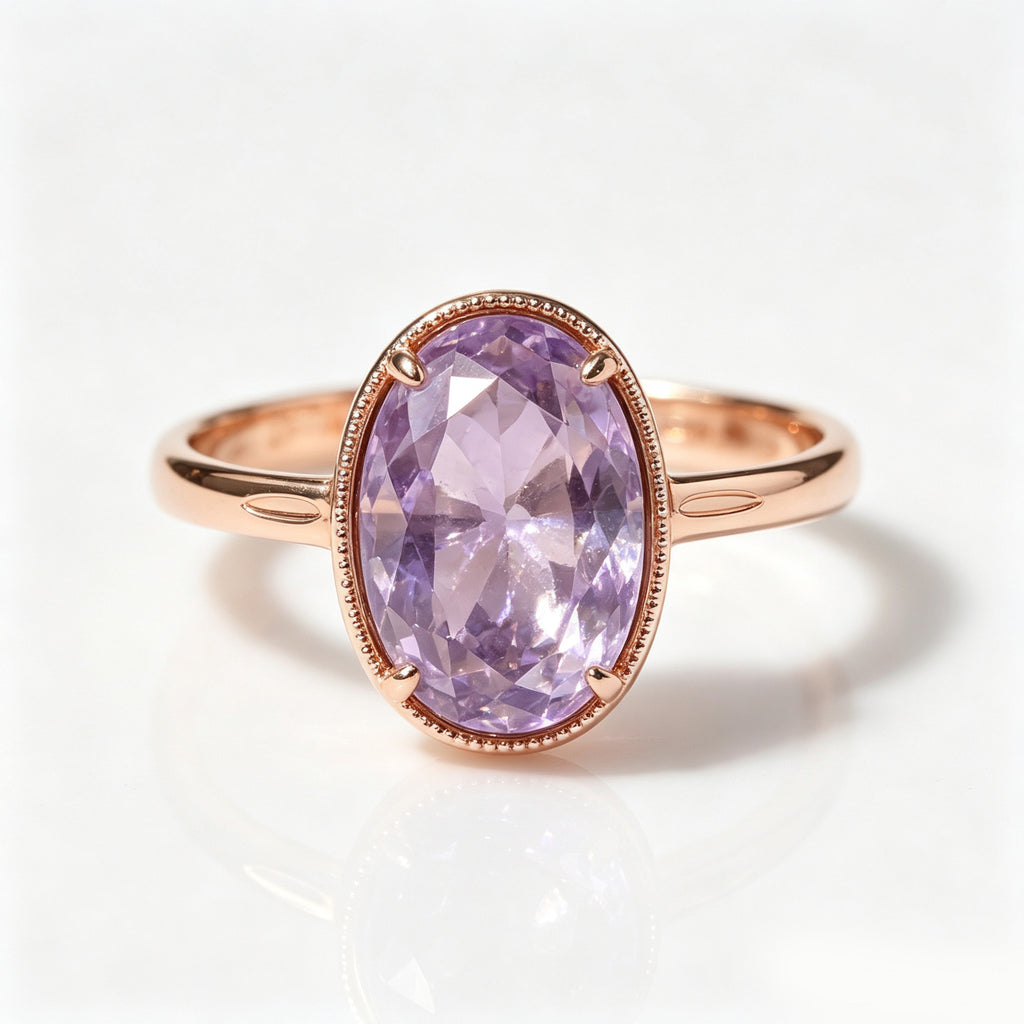 Oval Lavender Amethyst Rose Gold Ring