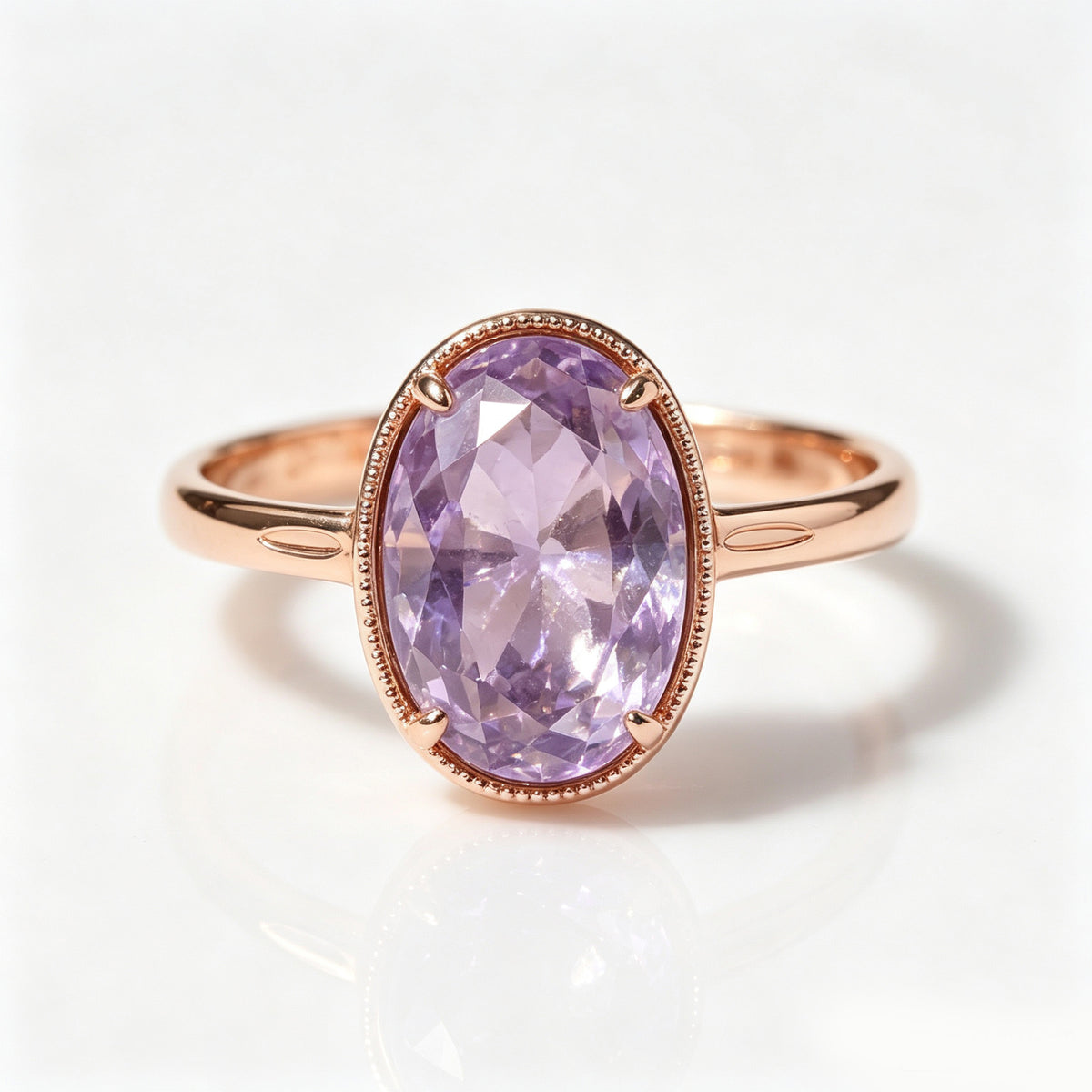 Oval Lavender Amethyst Rose Gold Ring