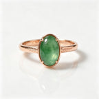 Oval Green Jade Bezel Rose Gold Ring