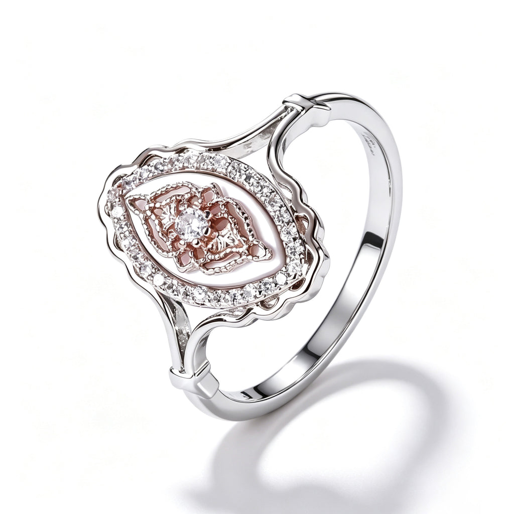 Marquise Crystal Filigree Two-Tone Ring