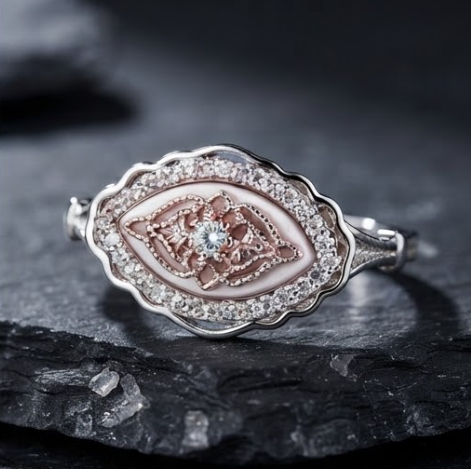 Marquise Crystal Filigree Two-Tone Ring