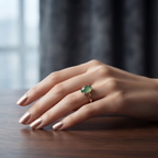 Oval Green Jade Bezel Rose Gold Ring