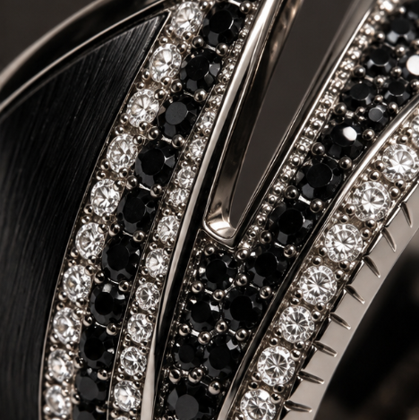 Black and White Pave Bypass Statement Ring