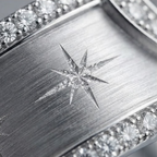 Pave Heart and Starburst Brushed Silver Ring