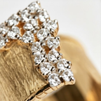 Brushed Gold Pave Edge Open Cuff Ring