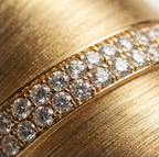 Sculpted Gold Swirl Pave Edge Cuff Ring