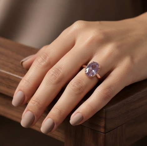 Oval Lavender Amethyst Rose Gold Ring