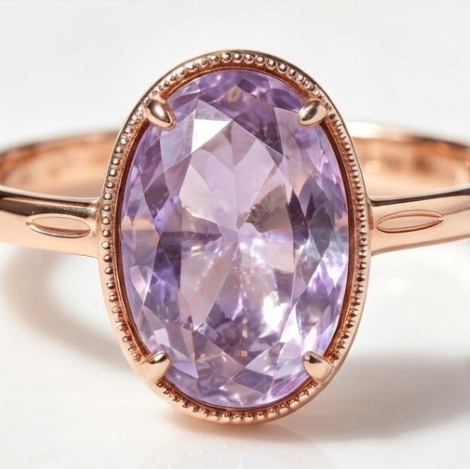 Oval Lavender Amethyst Rose Gold Ring