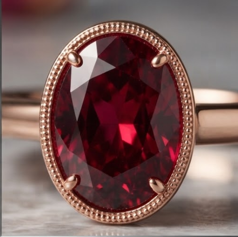 Oval Ruby Bezel Rose Gold Ring