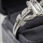 Baguette Crystal Botanical Silver Ring